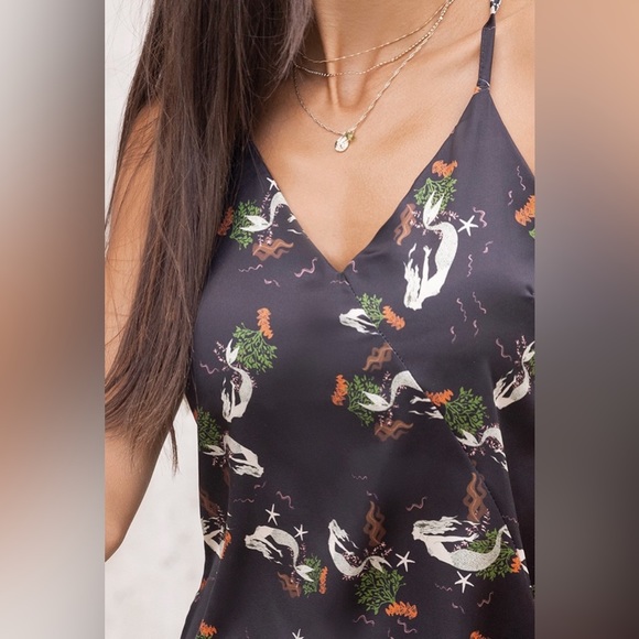 ZARA Satin Mermaid Print  Mini Slip Dress XS - Picture 2 of 10